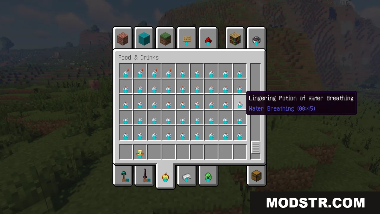 Hold in Hands Resource Pack Screenshot 12 Hovering over a Lingering Potion of Water Breathing in the creative inventory