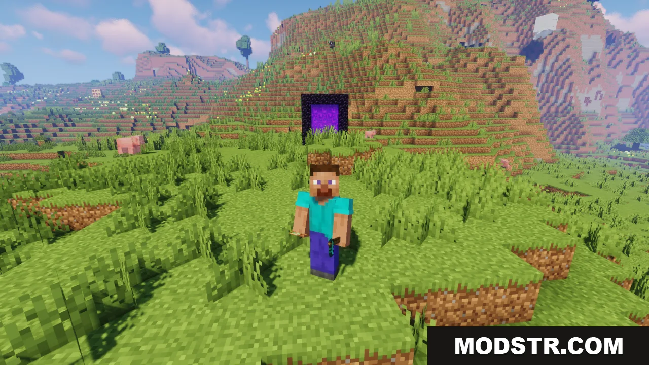 Hold in Hands Resource Pack Screenshot 9 Player character standing in a grassy field holding items in both hands