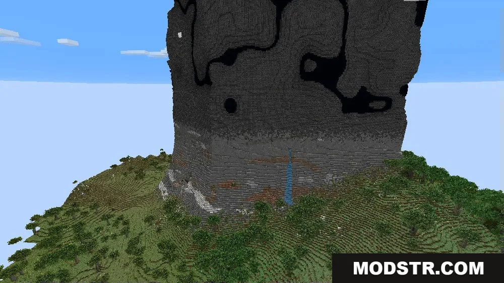 Horizon Relief Data Pack Screenshot 2 A massive dark stone Obelisk structure towering over the natural green terrain