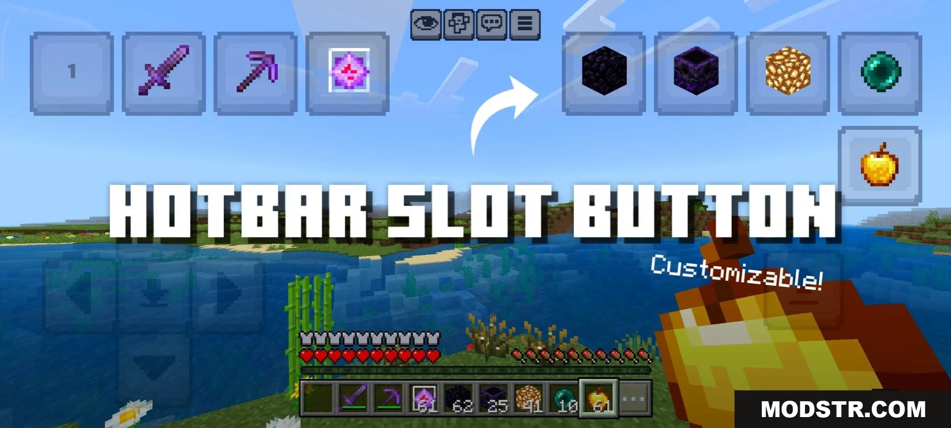 Hotbar Slot Button Texture Pack (26.x, 1.21) – MCPE/Bedrock