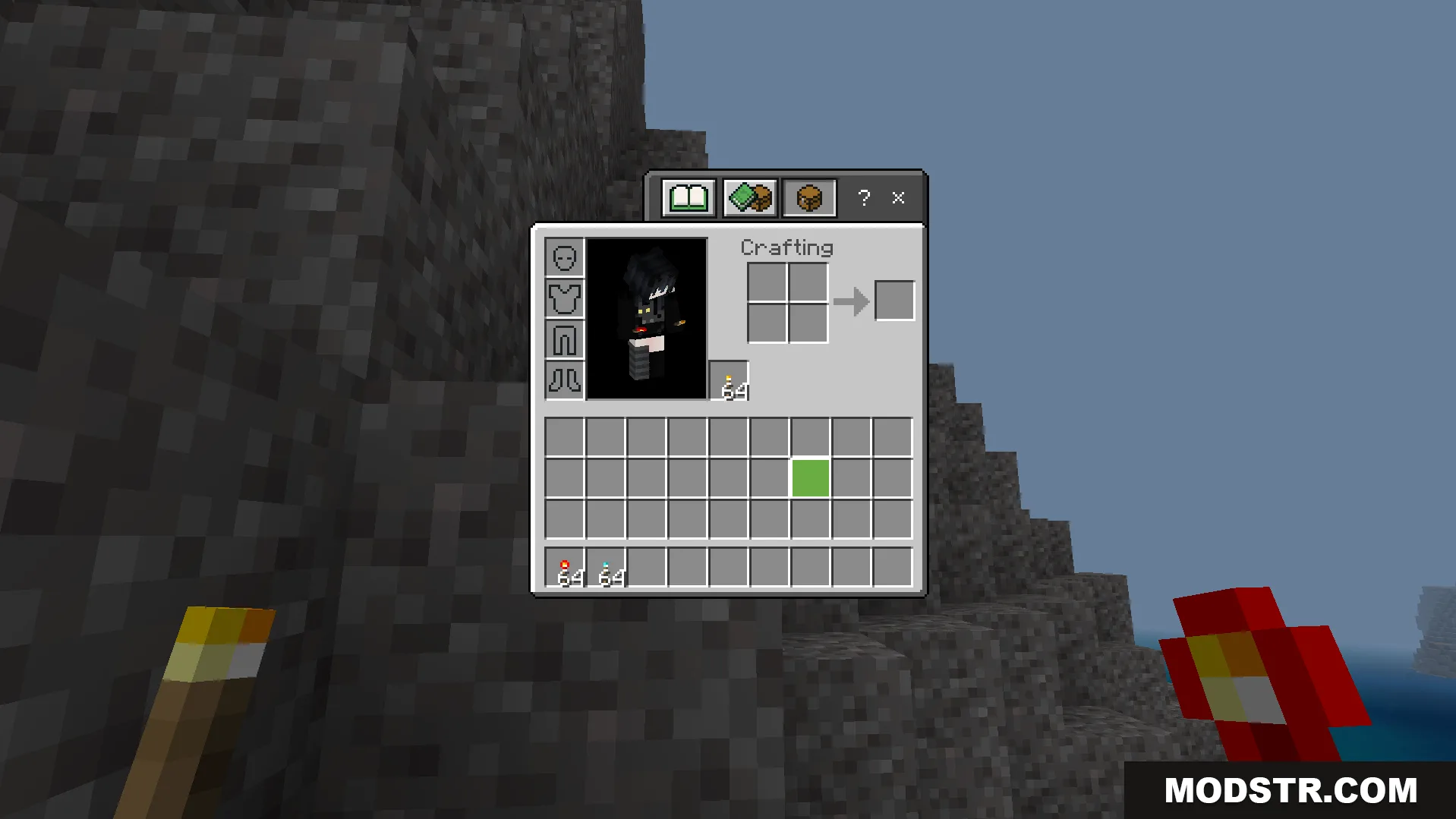 Howards Dynamic Light Plus Addon Screenshot 3 Player inventory showing crafting grid and items in slots