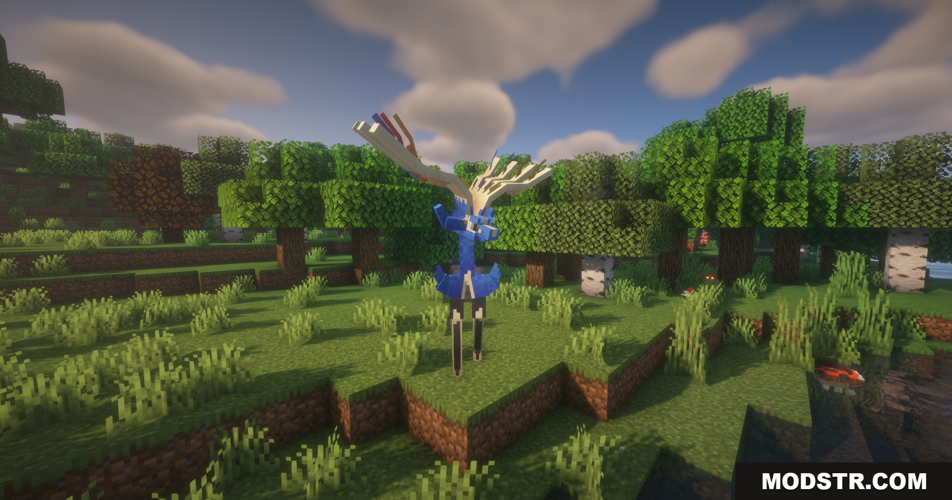 Hydro Reanimodel Data Pack Screenshot 2 Xerneas standing on a grassy hill near a forest