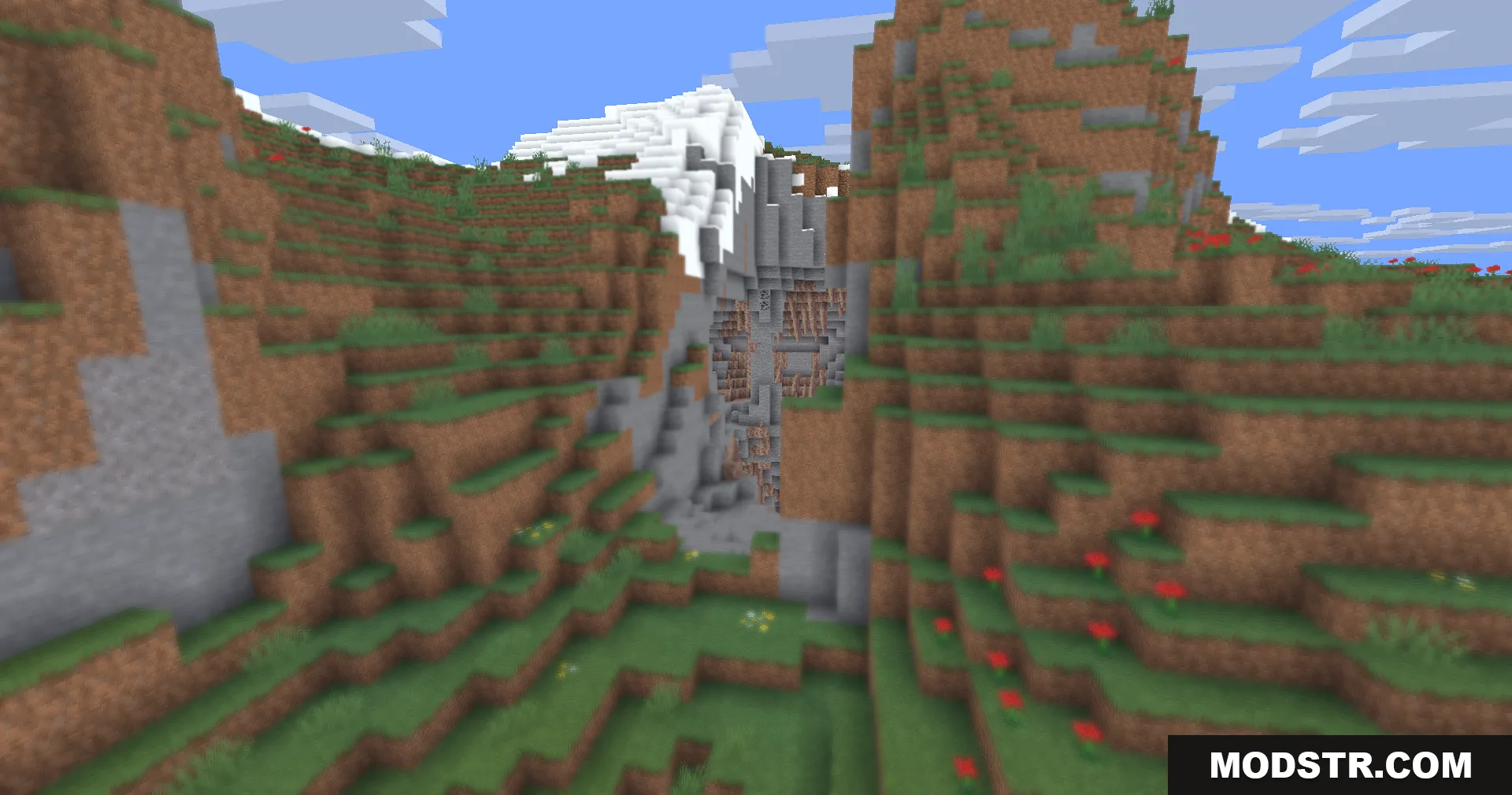 Hyperopia Shaders Screenshot 5 A mountain view with a snowy peak and a blurry foreground effect