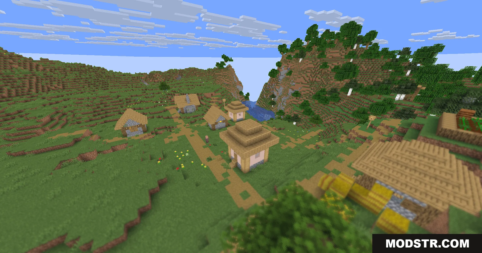 Hyperopia Shaders Screenshot 8 Sharp distant village buildings and mountains with a blurry foreground foliage effect