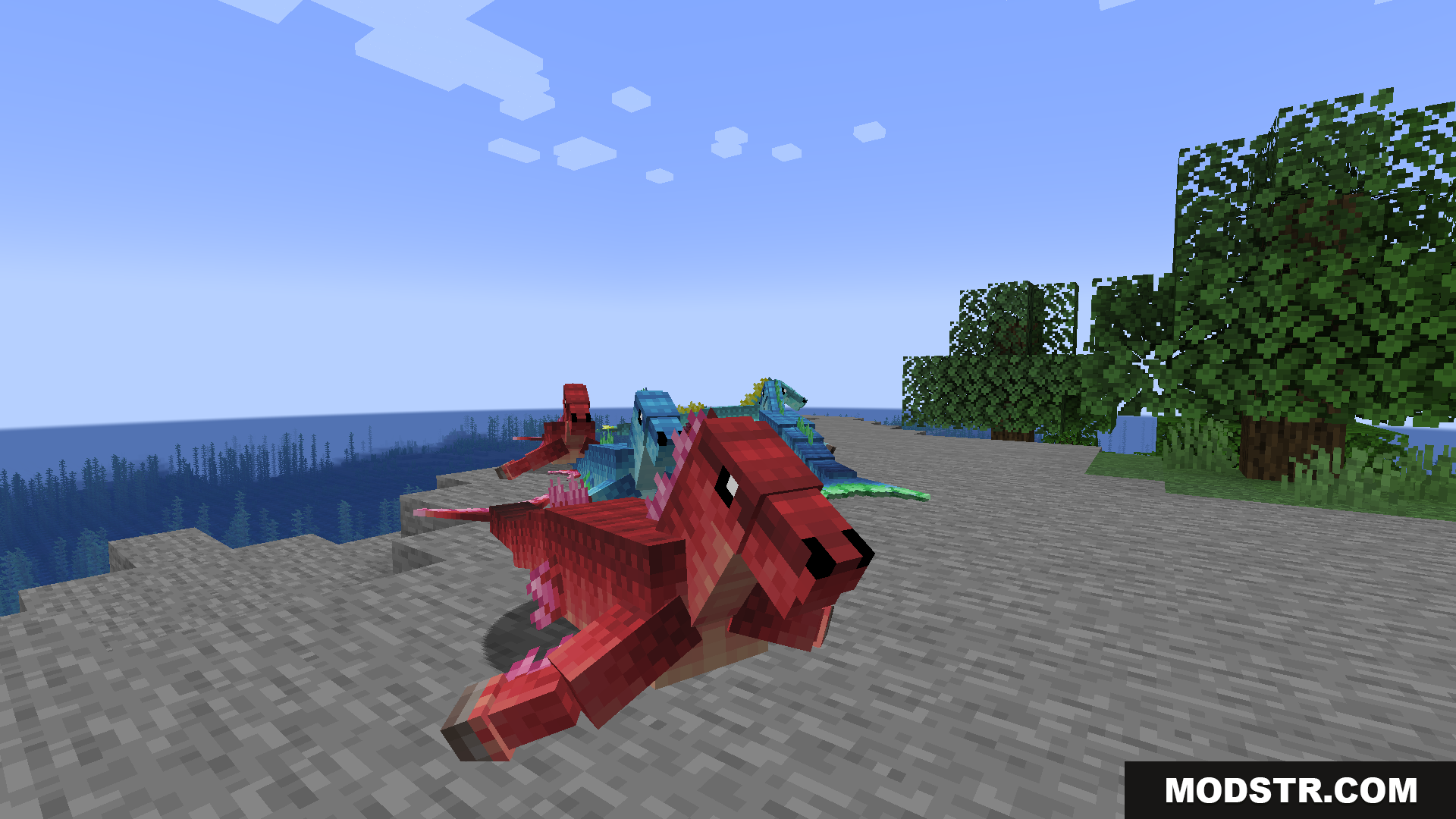 A close up view of a red Hippocampus mob