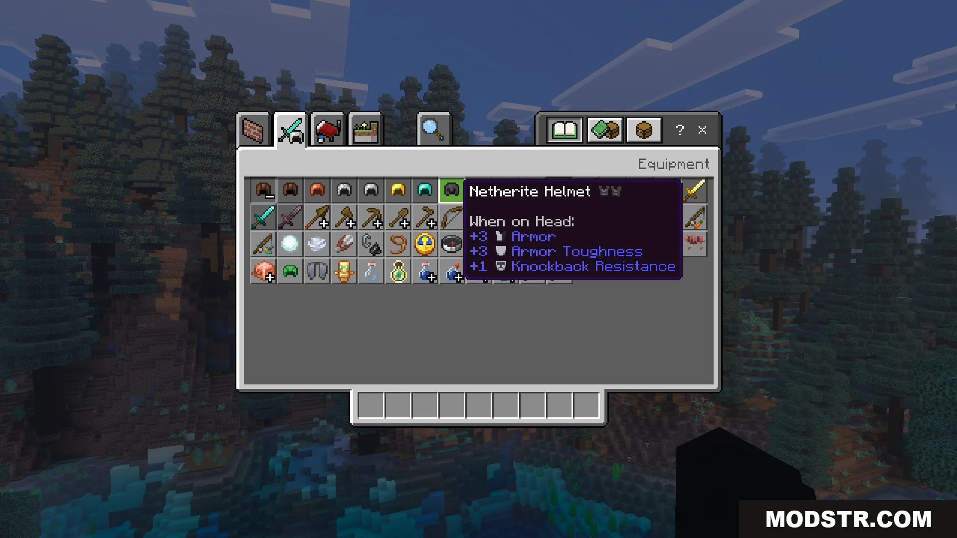 Icons Bedrock Edition Texture Pack Screenshot 3 Icons Bedrock Edition Texture Pack adds helpful symbols to the netherite helmet stats