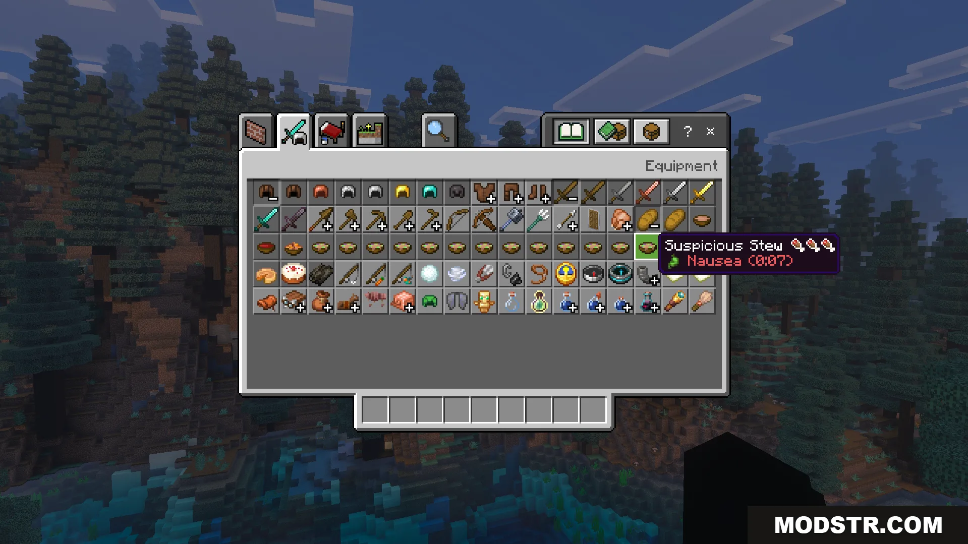 Icons Bedrock Edition Texture Pack Screenshot 5 Icons Bedrock Edition Texture Pack showing suspicious stew with hunger and effect icons