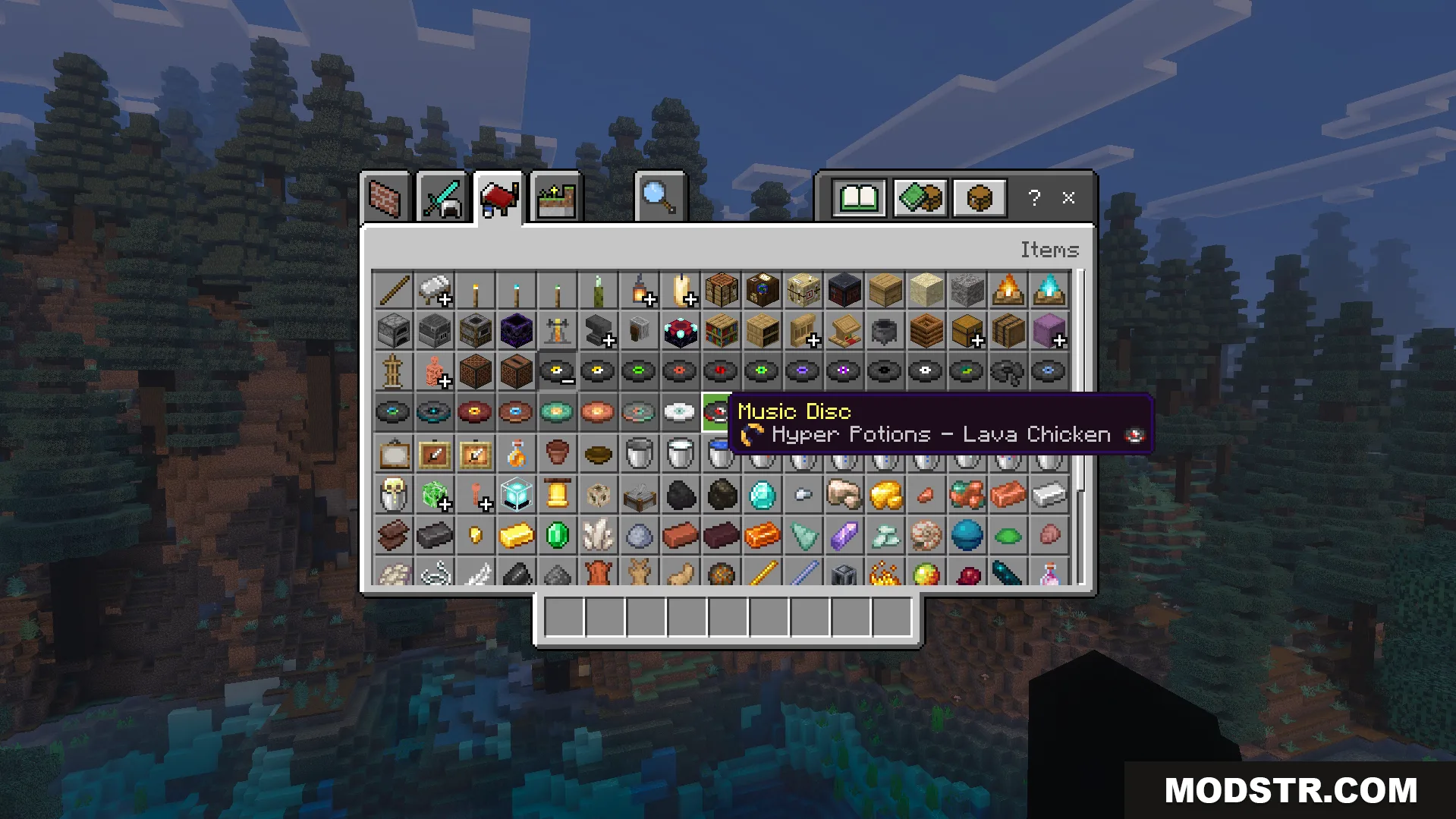 Icons Bedrock Edition Texture Pack Screenshot 6 Creative inventory items tab displaying various objects with helpful small icons
