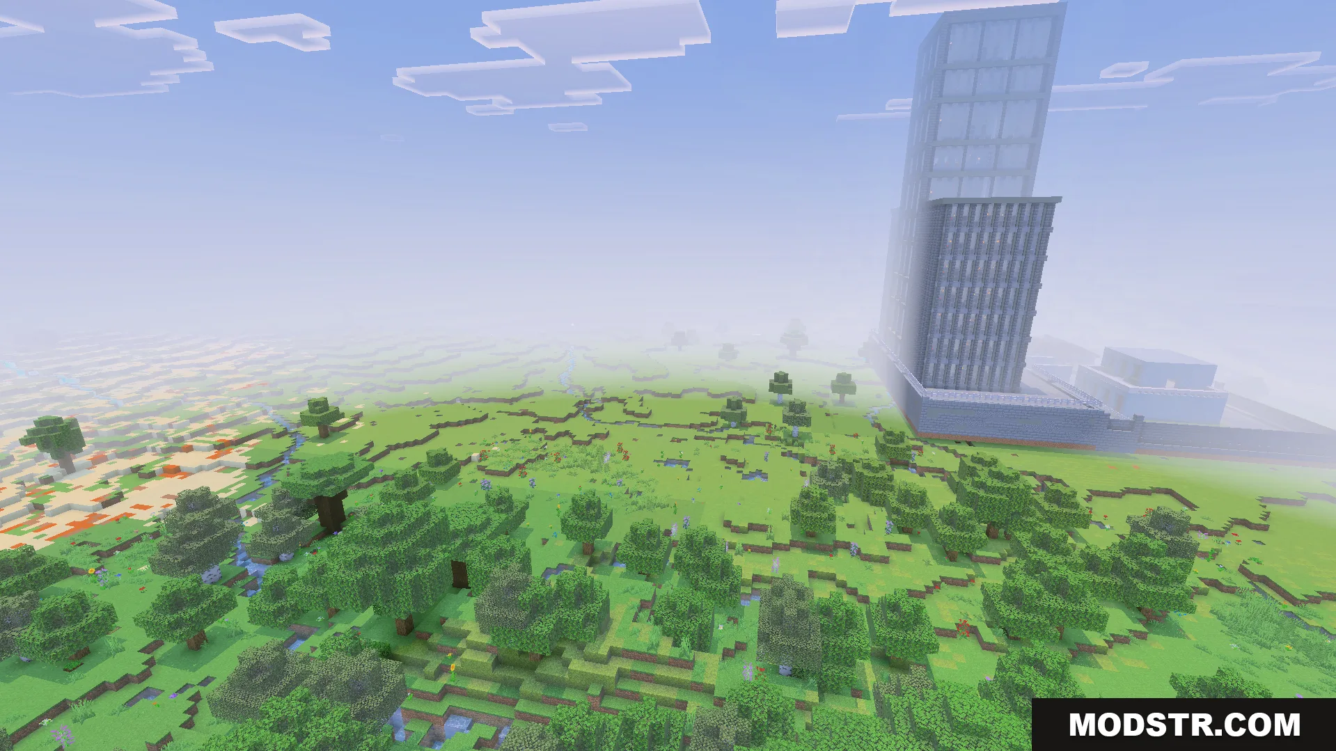 Immersion Earth 2027 Map Screenshot 10 Tall grey building next to forest and desert