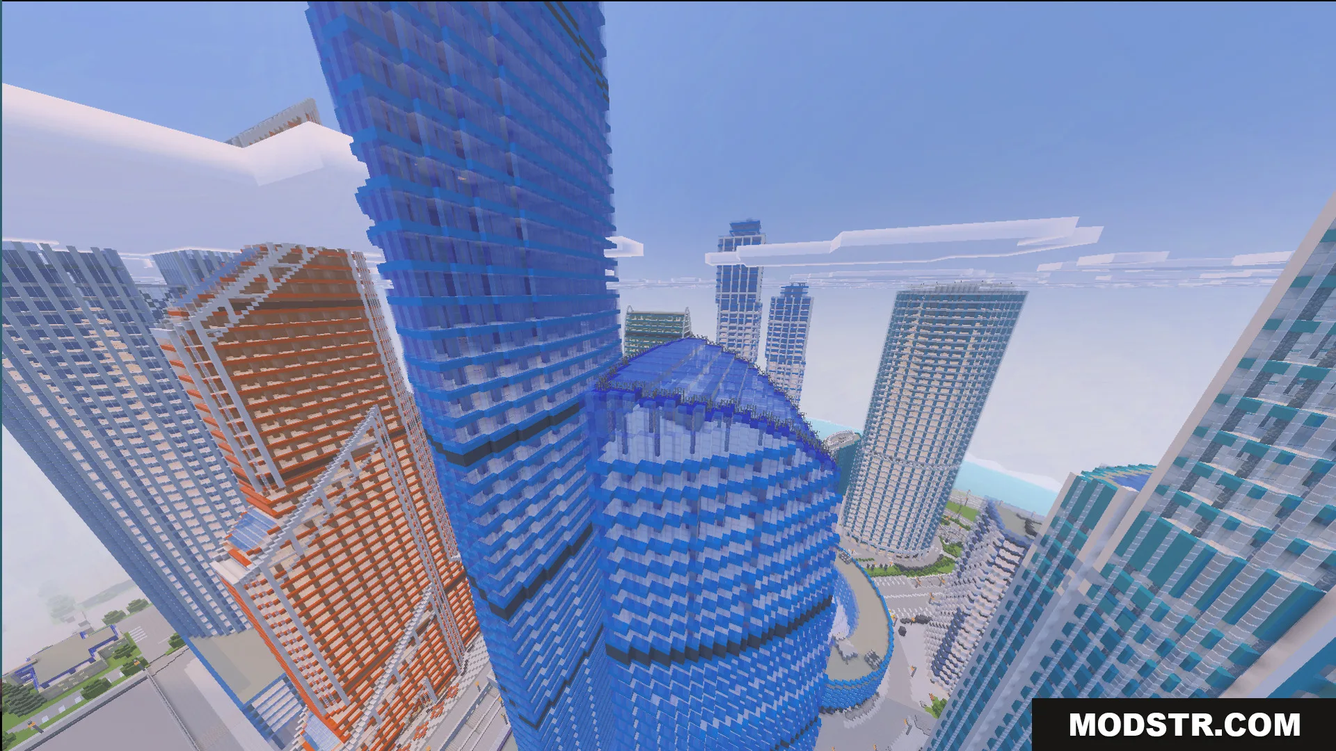 Immersion Moscow Map Screenshot 3 Aerial view of tall glass skyscrapers in the Immersion Moscow Map