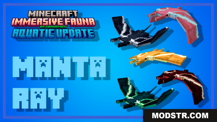 Immersive Fauna Aquatic Update features various manta ray color variants