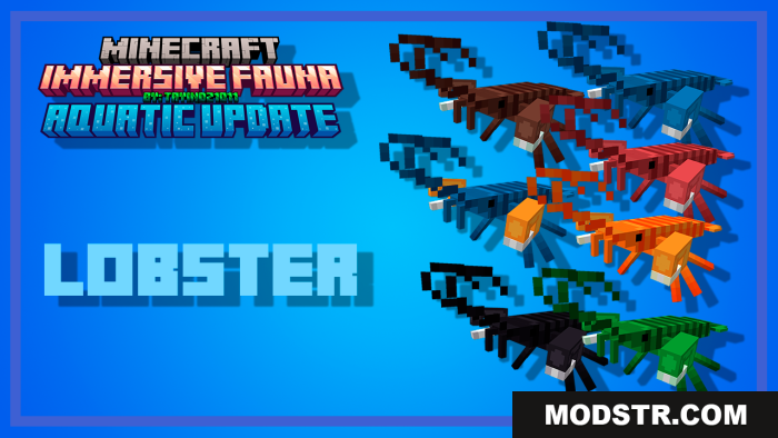 Immersive Fauna Aquatic Update introduces various colorful lobsters to Minecraft