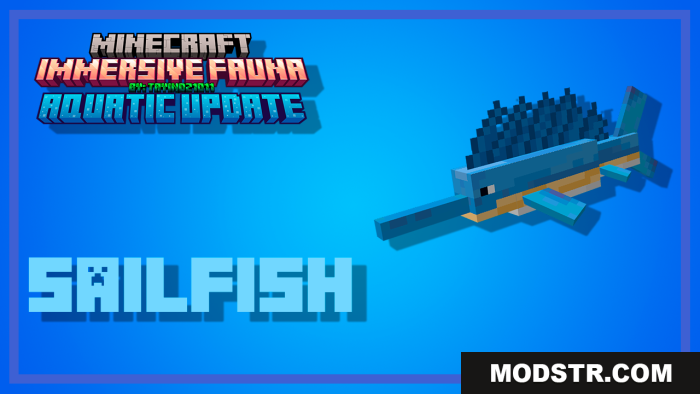 A sailfish model featured in the Immersive Fauna aquatic update