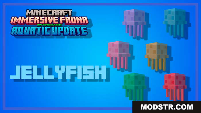 Six colorful jellyfish variants featured in the Immersive Fauna update