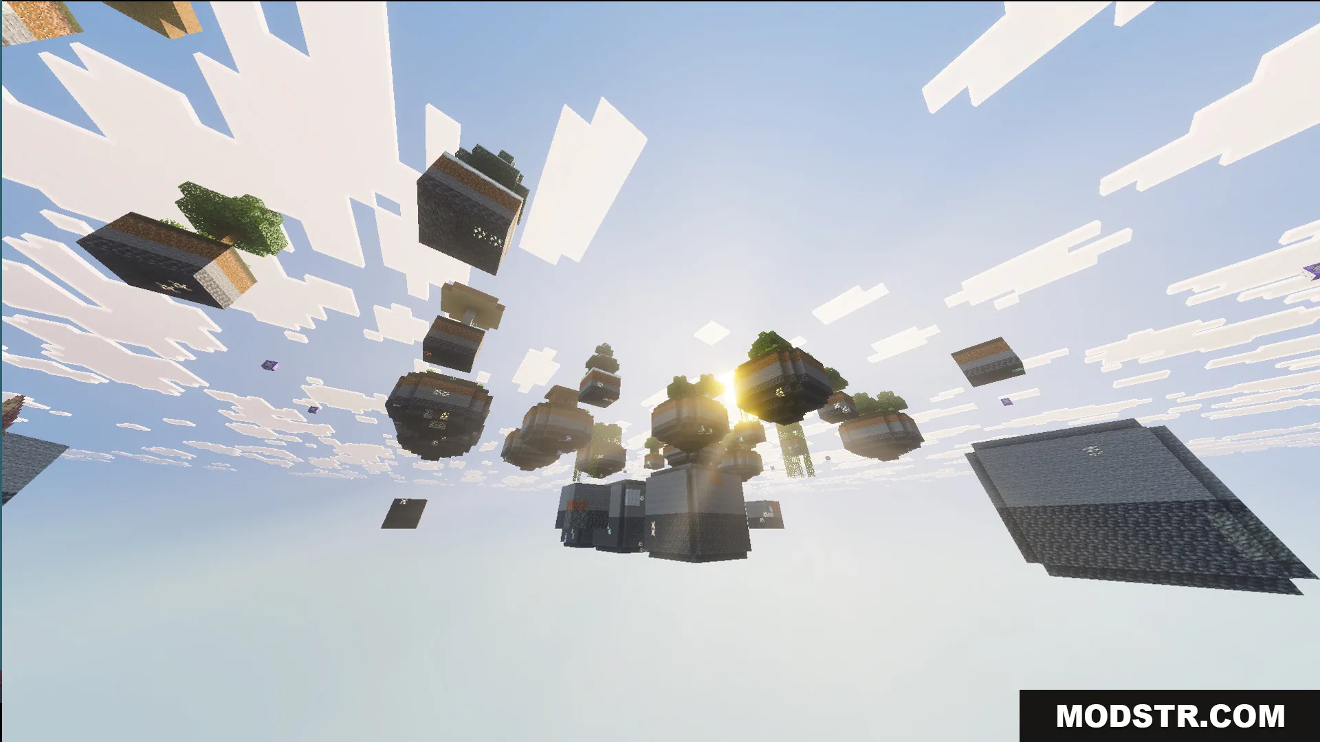 Endless floating islands generated across the void as the player explores further