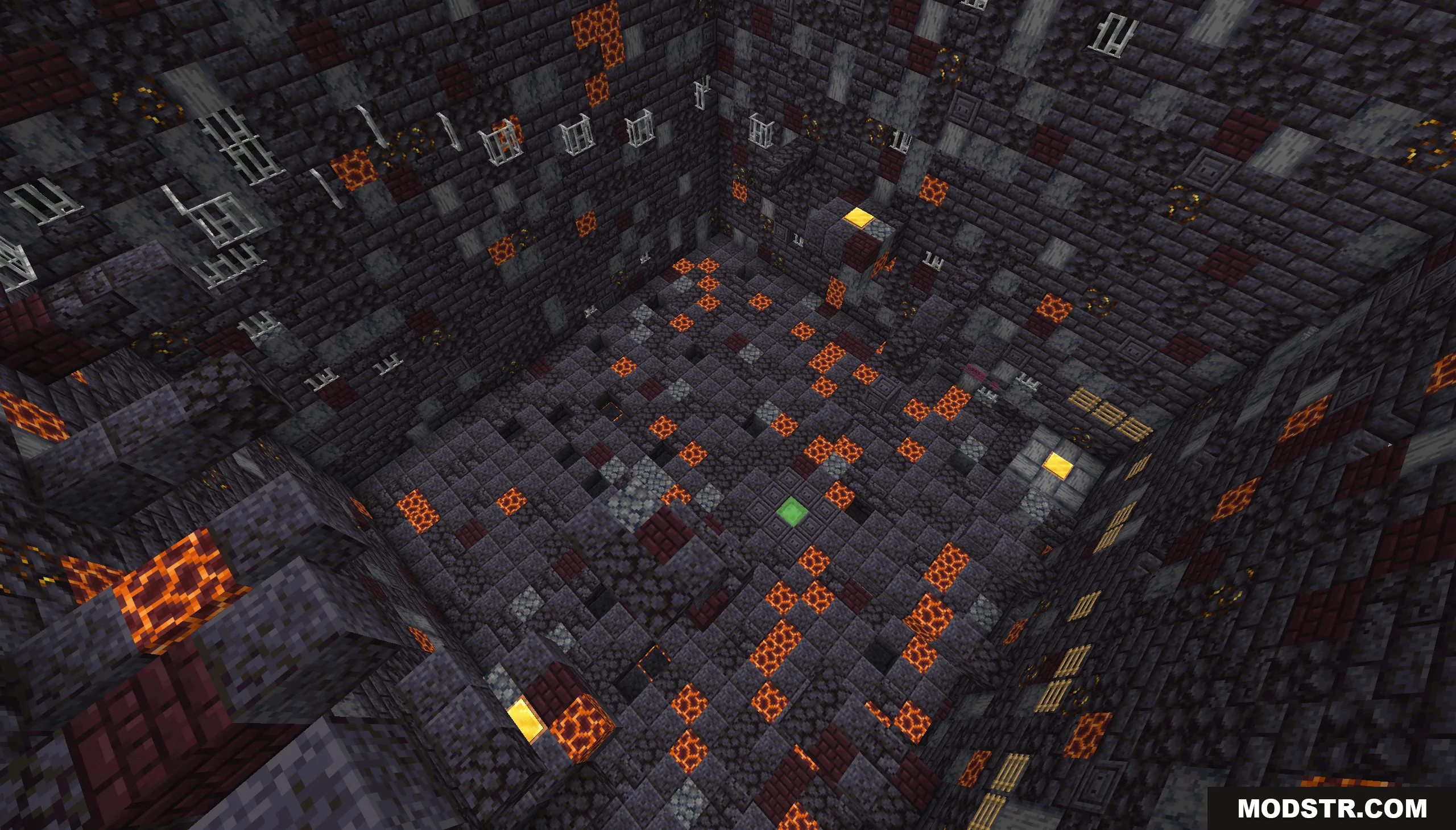 Infinite Tower Parkour Map Screenshot 5 Dark parkour room with blackstone walls and magma blocks on the floor