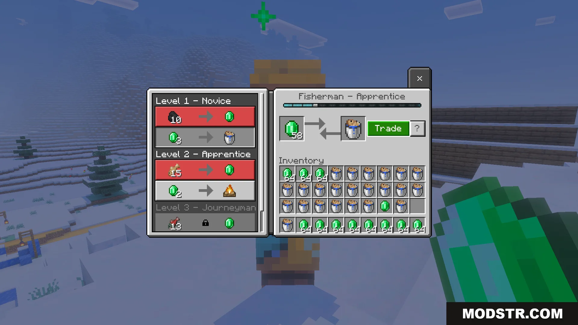 Infinite Trade Plus Addon Screenshot 3 Infinite Trade Plus Addon interface showing a fisherman with many trade items