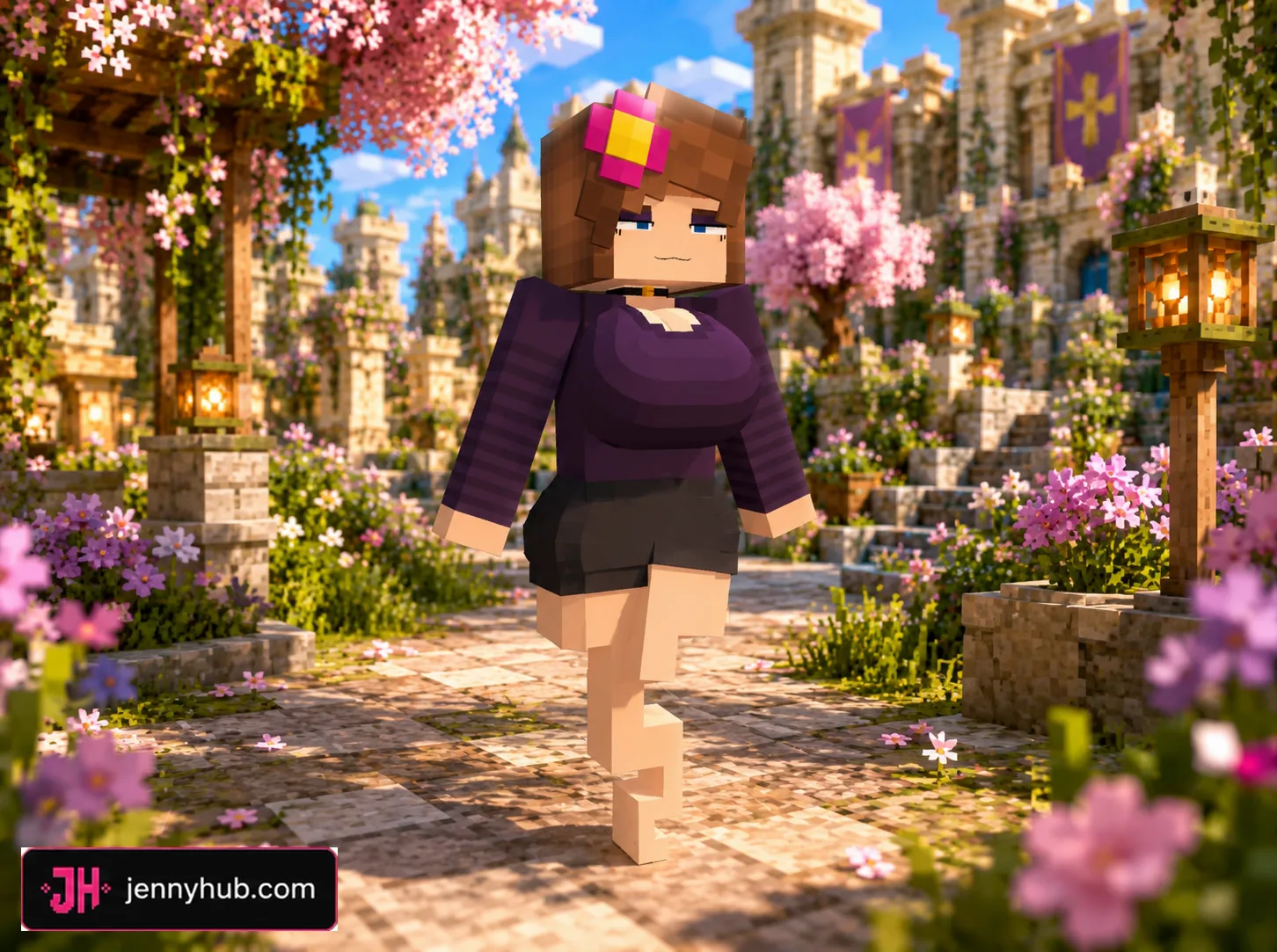 Allie character add-on running in Minecraft Bedrock