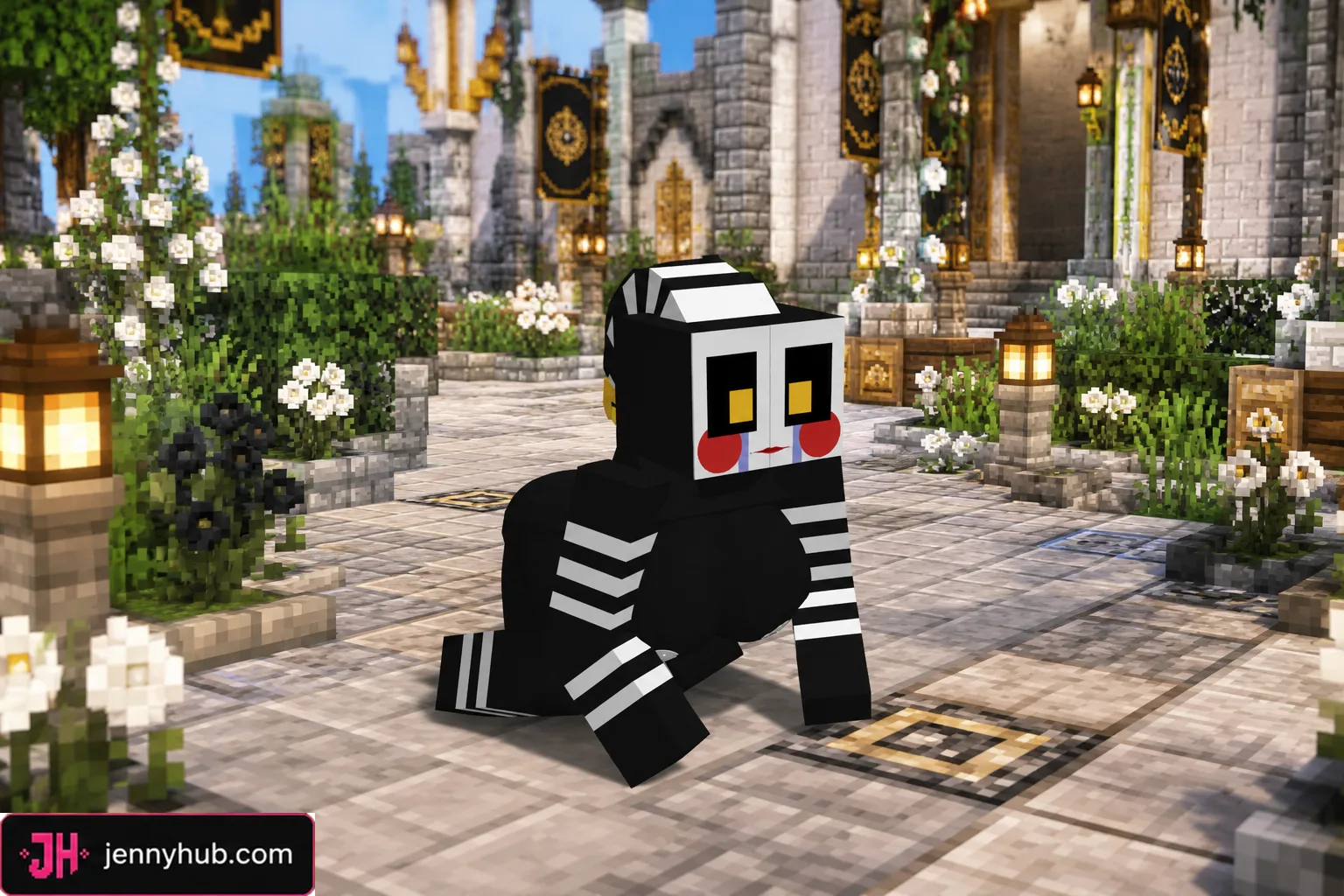 Bee visual replacement preview in a Minecraft PE world