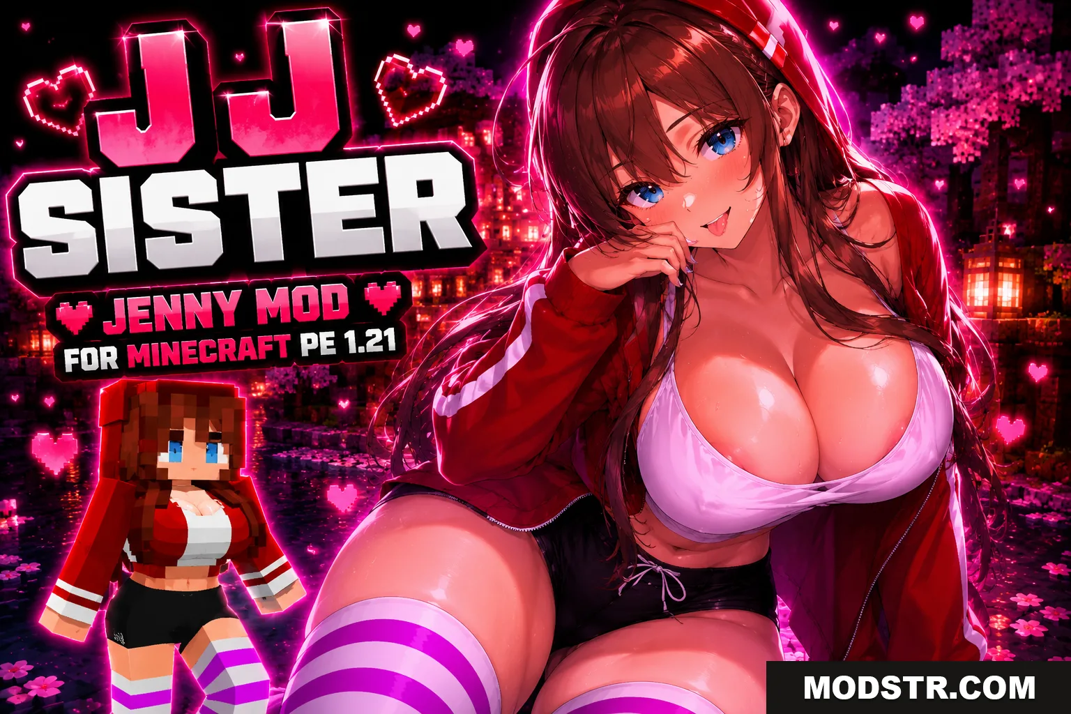 JJ Sister Jenny Mod for Minecraft PE 1.21 – Bedrock Anime Addon