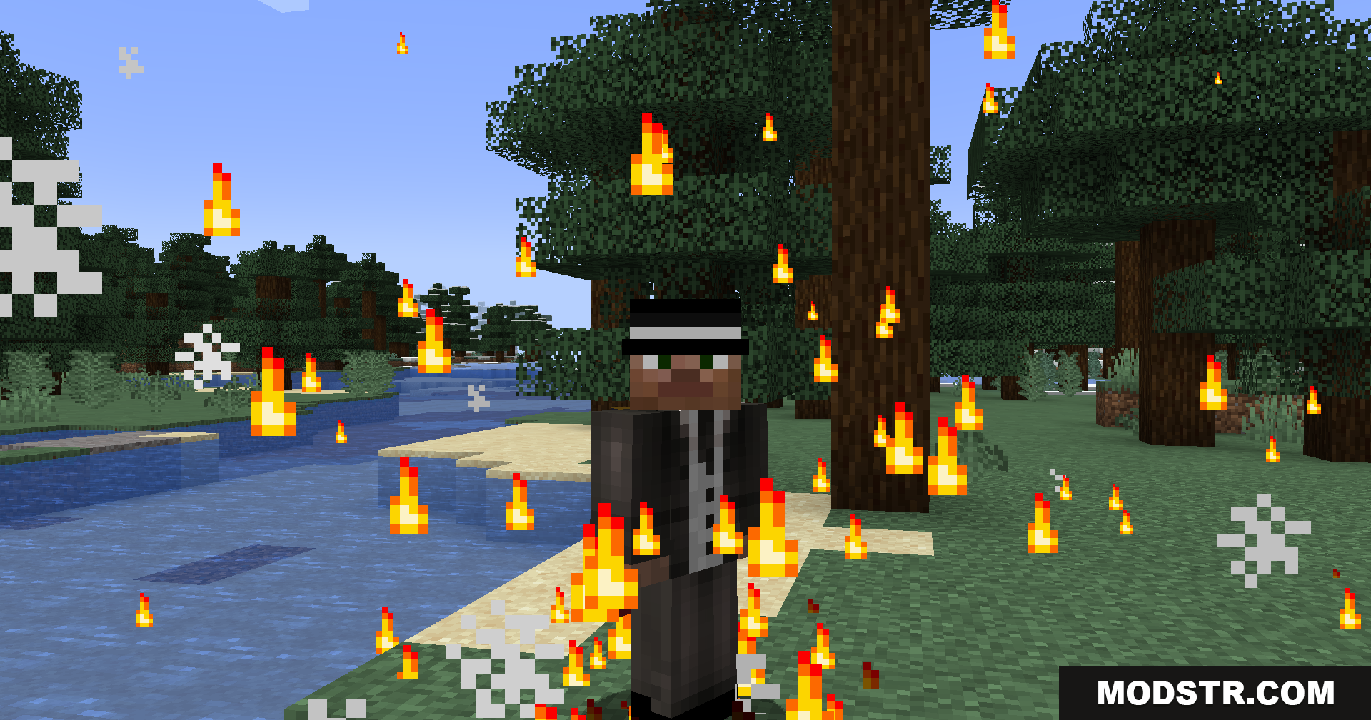 Jujutsu Kaisen Ultimate Plus Mod Screenshot 6 Character surrounded by floating fire and white particle effects