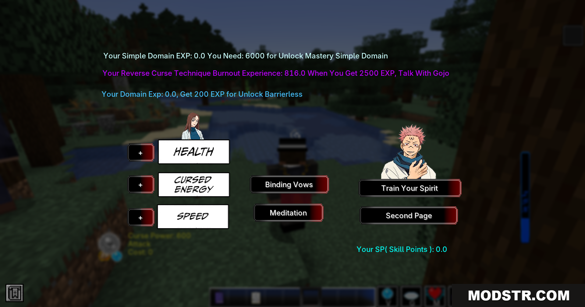 Jujutsu Kaisen Ultimate Plus Mod Screenshot 9 Jujutsu Kaisen mod skill tree and character progression menu