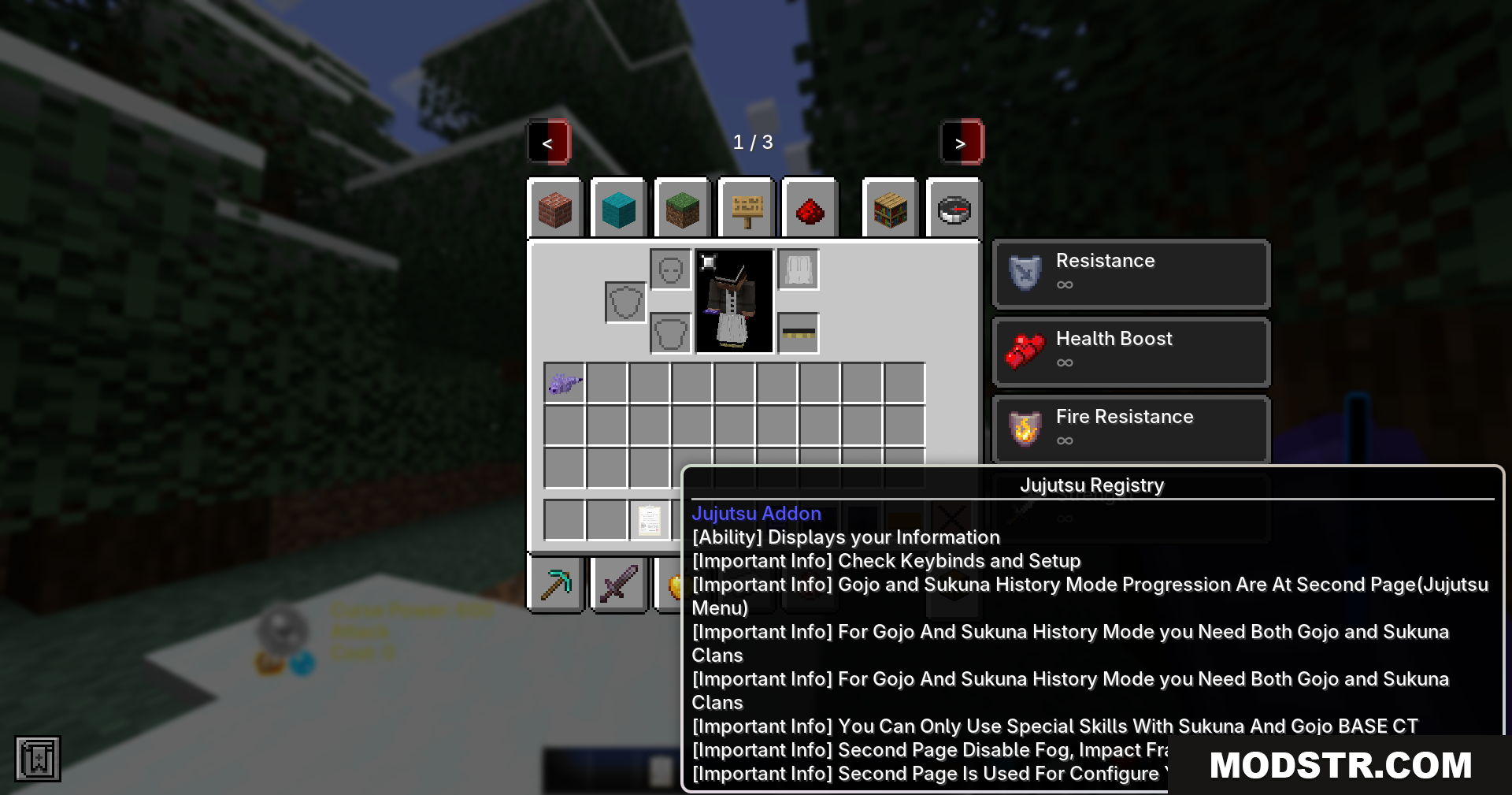 Jujutsu Kaisen Ultimate Plus Mod Screenshot 2 Jujutsu Addon tooltip explaining game mechanics