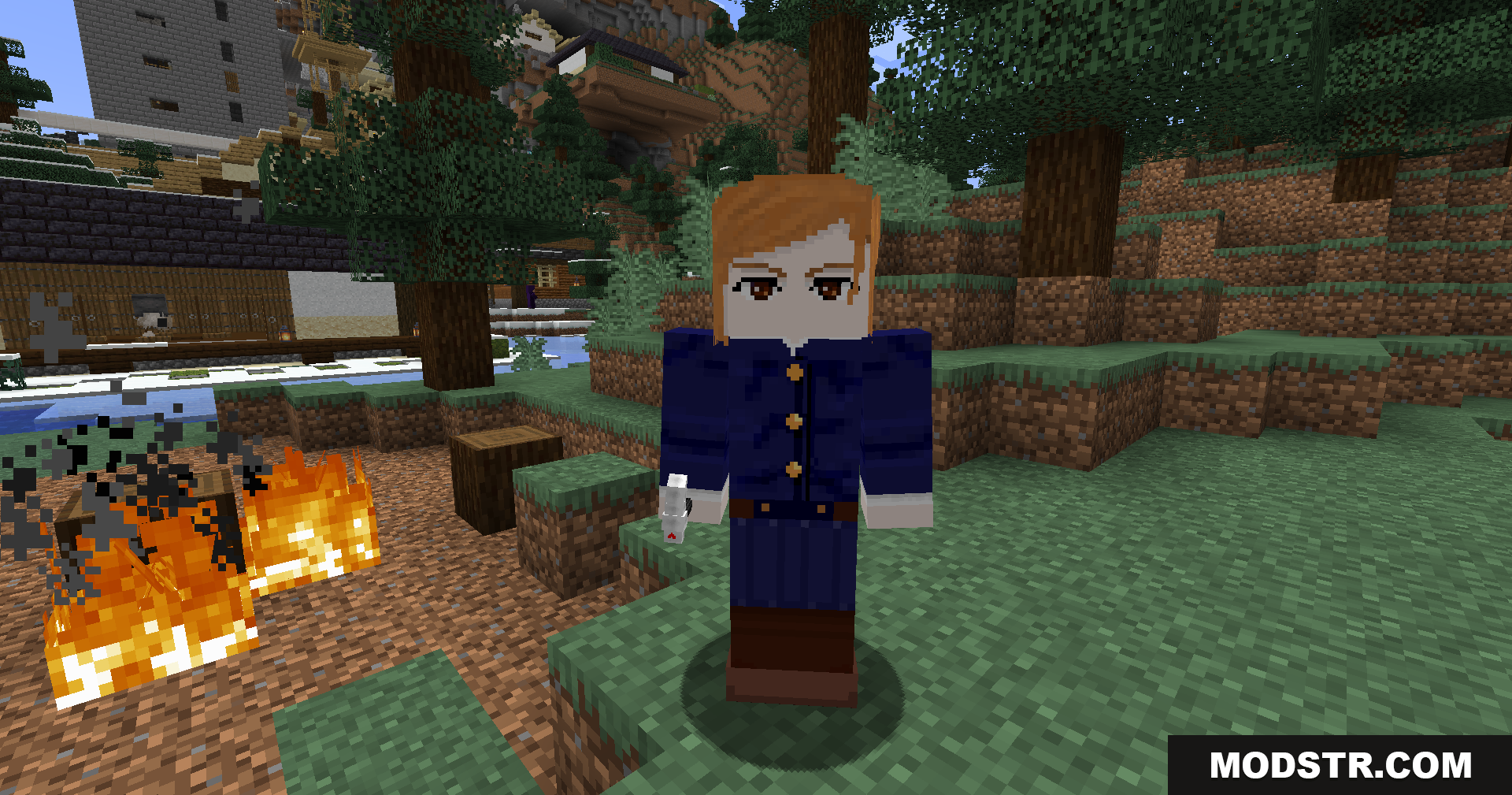 Jujutsu Kaisen Ultimate Plus Mod Screenshot 16 Jujutsu Kaisen mod character Nobara Kugisaki in a forest
