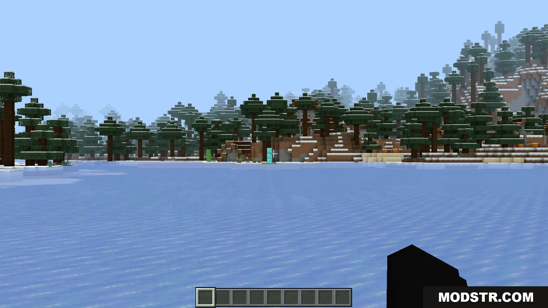 Just Zoom Addon Screenshot 5 Player looking far away at a snowy landscape without a spyglass