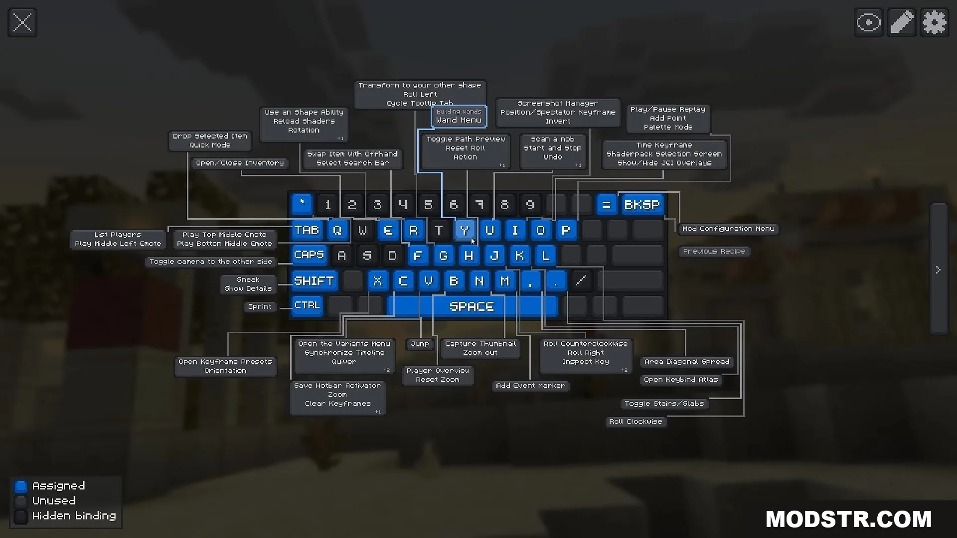 Keybind Atlas Mod Screenshot 1 Keybind Atlas Mod interface showing a visual map of keyboard controls
