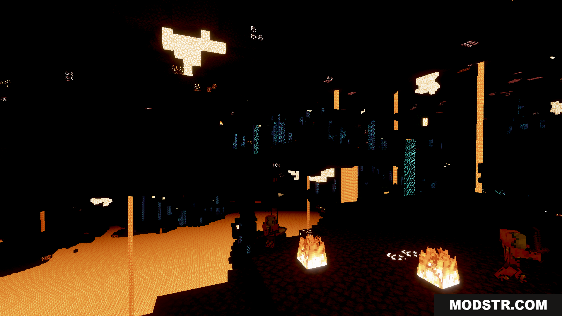 Klash Visuals Deferred PBR Texture Pack Screenshot 6 Better lighting in dark places showing colored lights from glowing objects