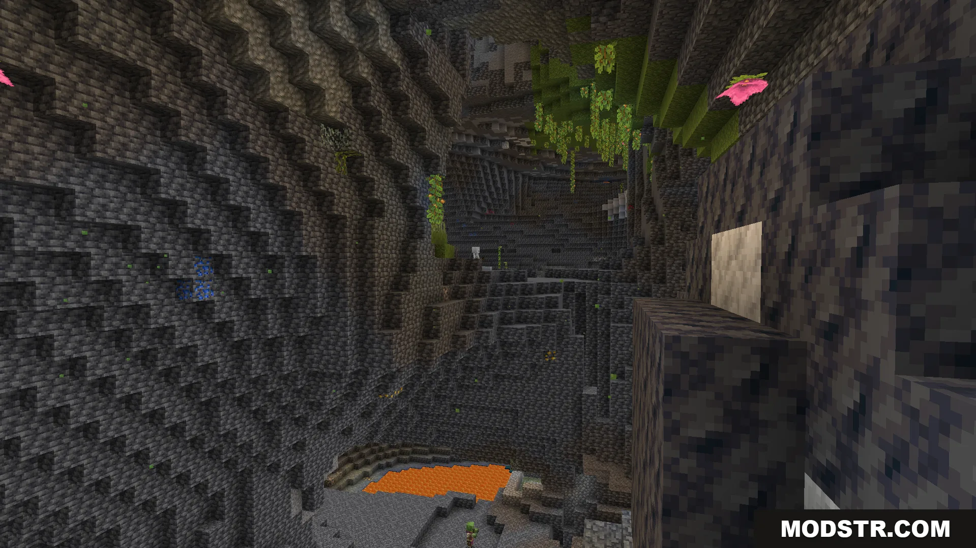 KnightShadows Night Vision Addon provides clear visibility inside a deep dark cave