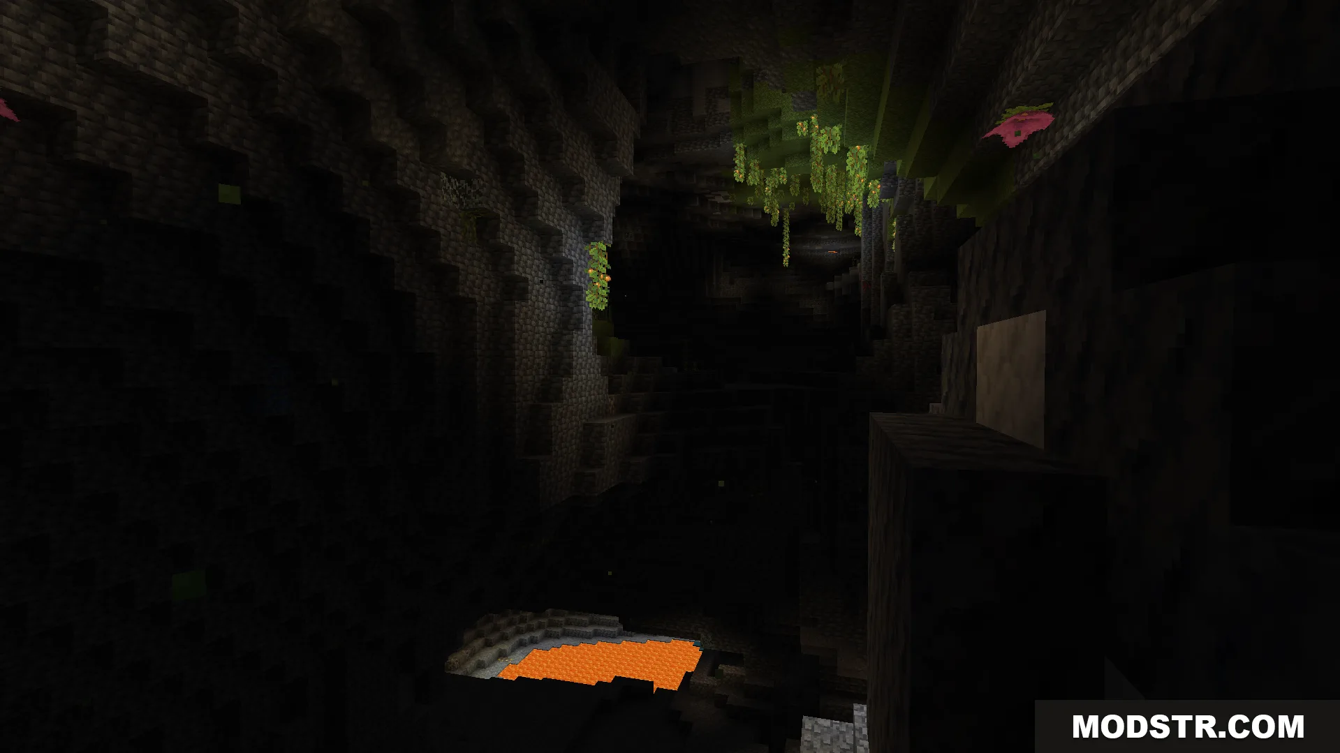 KnightShadows Night Vision Addon allows players to see lush cave plants and lava
