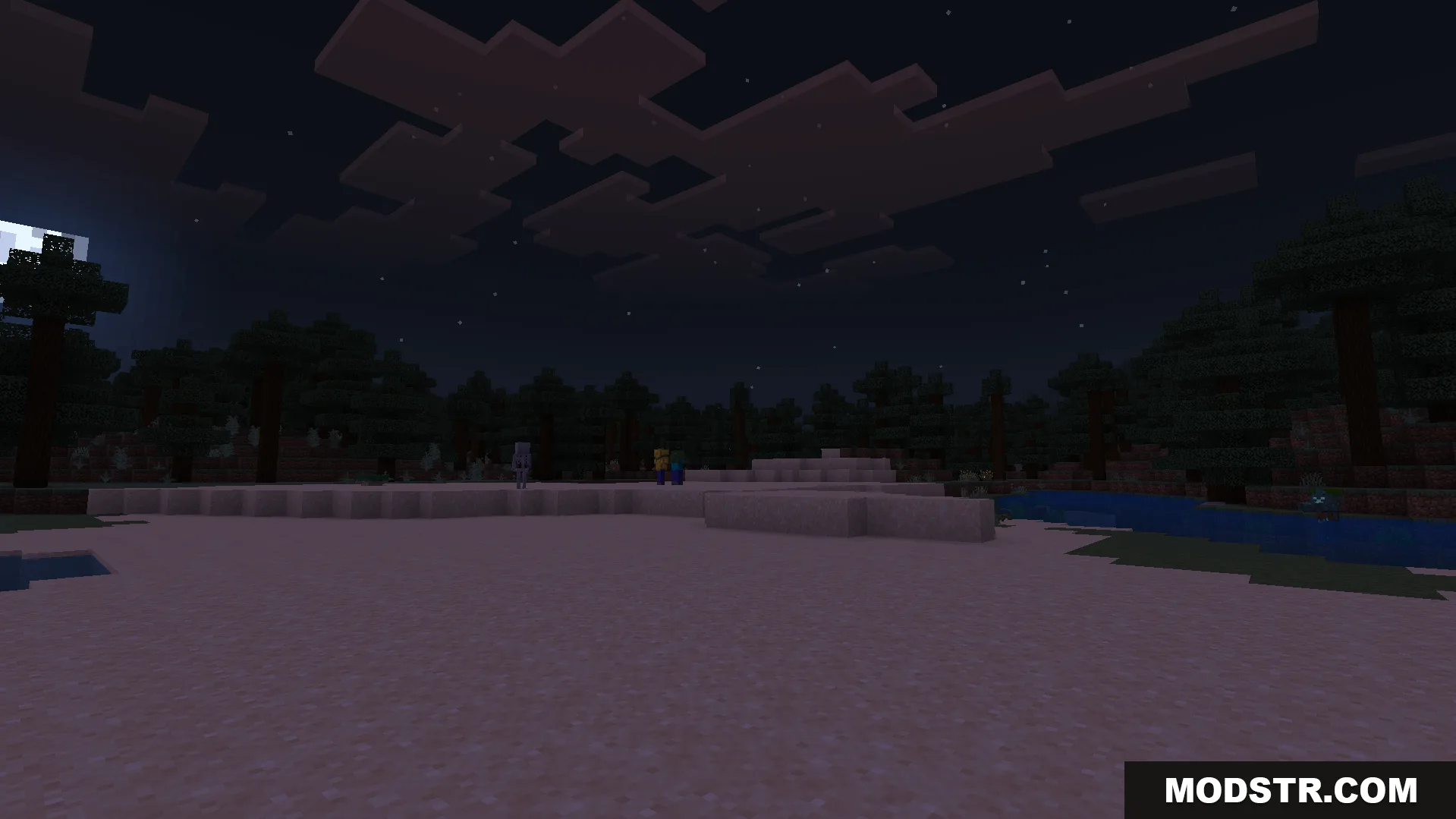 Clear visibility of mobs across a dark landscape at night using this effect