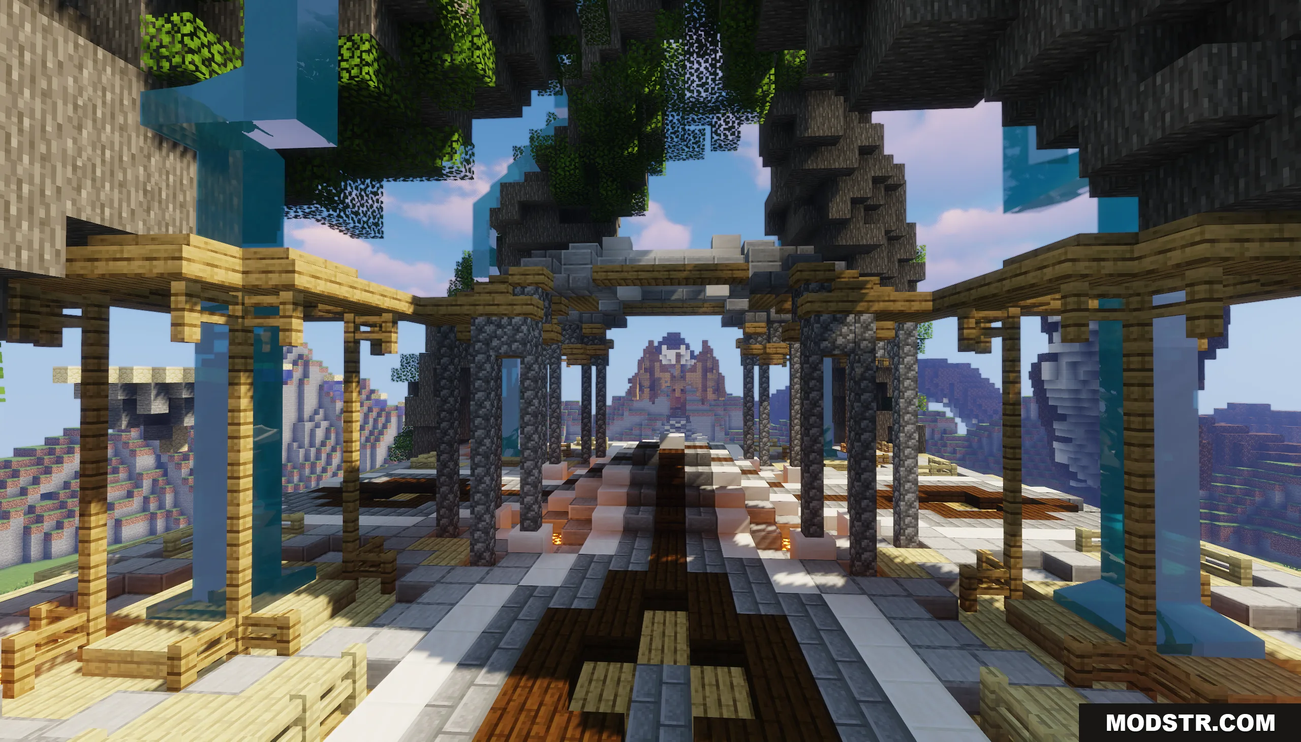 Kraken Lobby Map Screenshot 5 A detailed stone lobby area with pillars and waterfalls under a ceiling