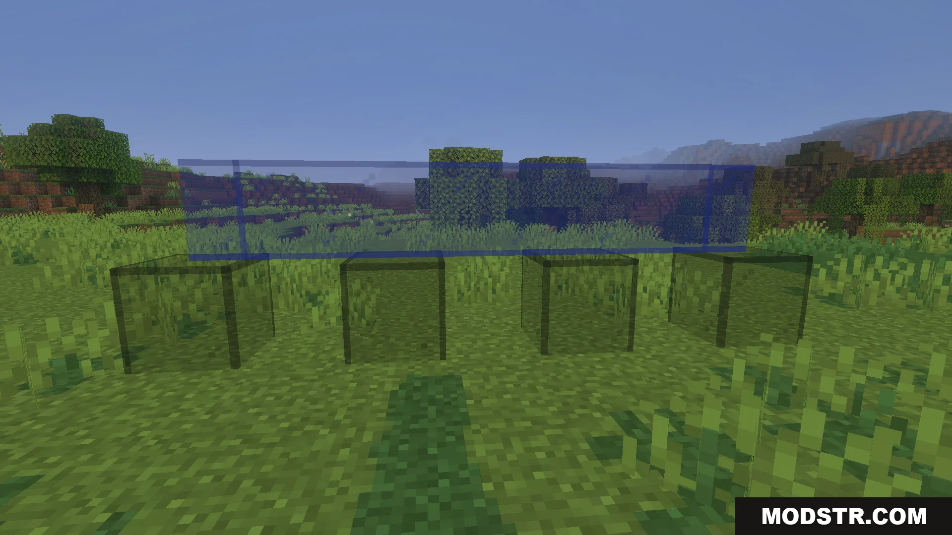 KwZs Connected Glass Addon Screenshot 3 KwZs Connected Glass Addon showing blue glass blocks connected without lines