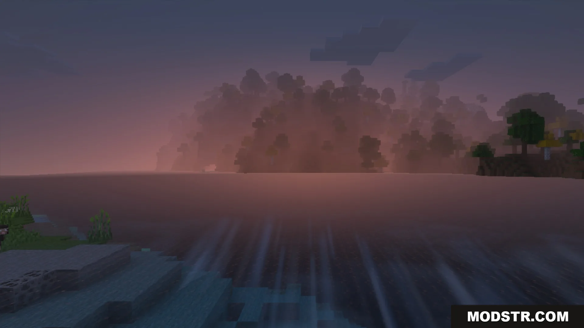 A misty sunrise over the water in the La Nature pack