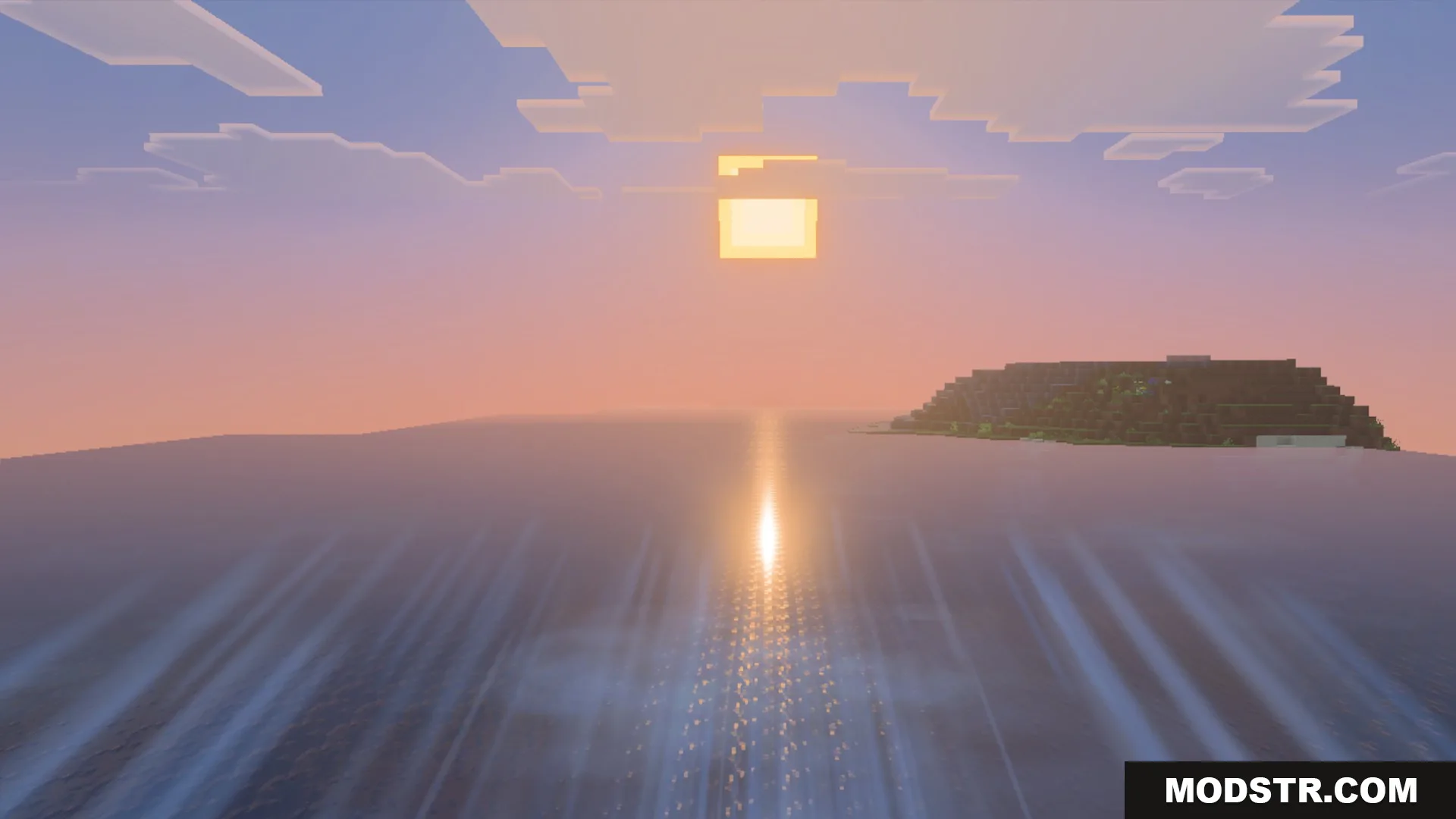 Sunset light reflecting on the ocean with the La Nature pack