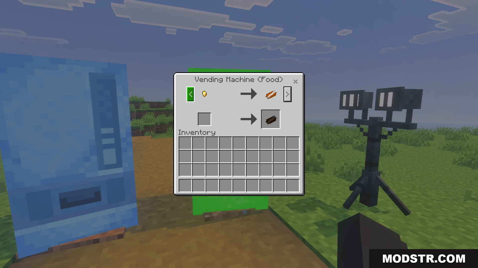 Liminal Craft Backrooms Addon Screenshot 4 A food vending machine interface showing snacks like hot dogs and chocolate