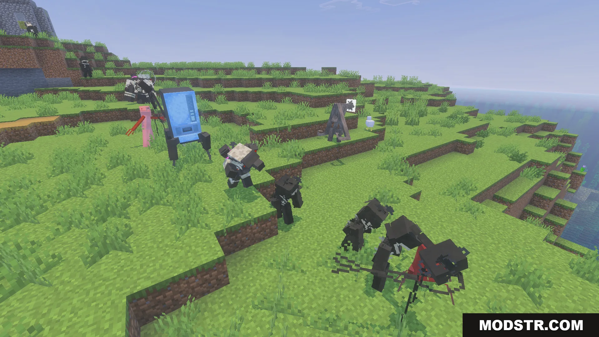 Liminal Craft Backrooms Addon Screenshot 8 A local radio crab friend and other scary monsters on a hill