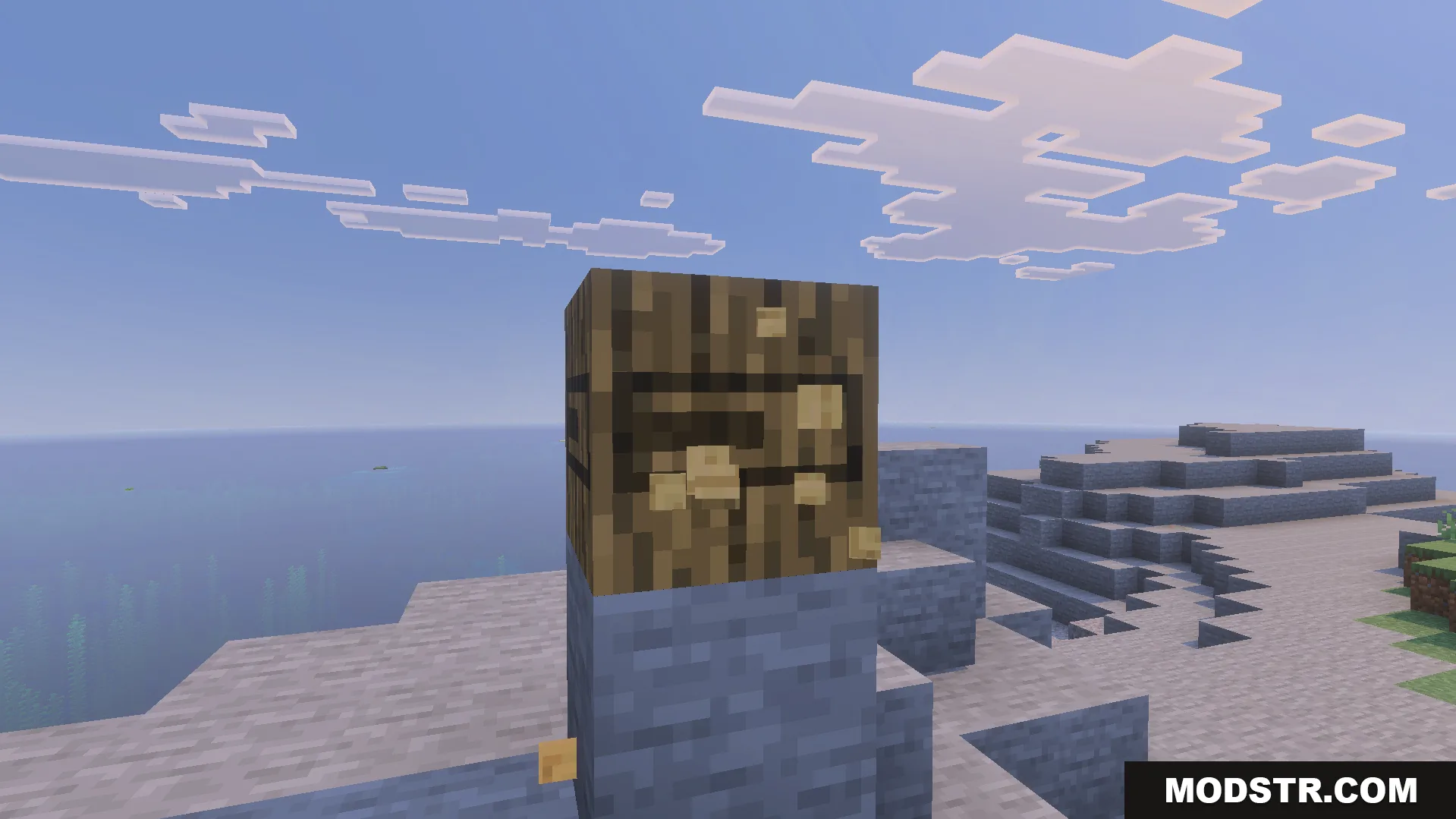 Loading Block Breaking Animation Texture Pack Screenshot 8 Wood log block displaying a loading bar animation instead of standard cracking effects