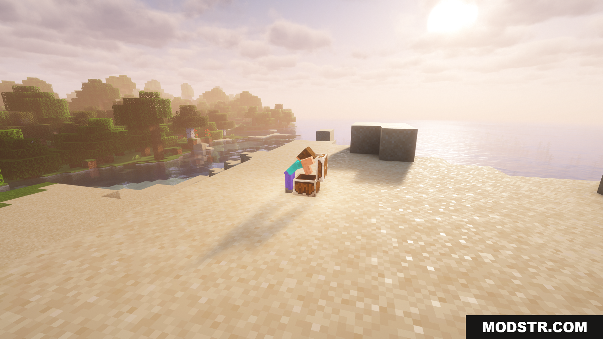 Player opening a special loot chest on a beach