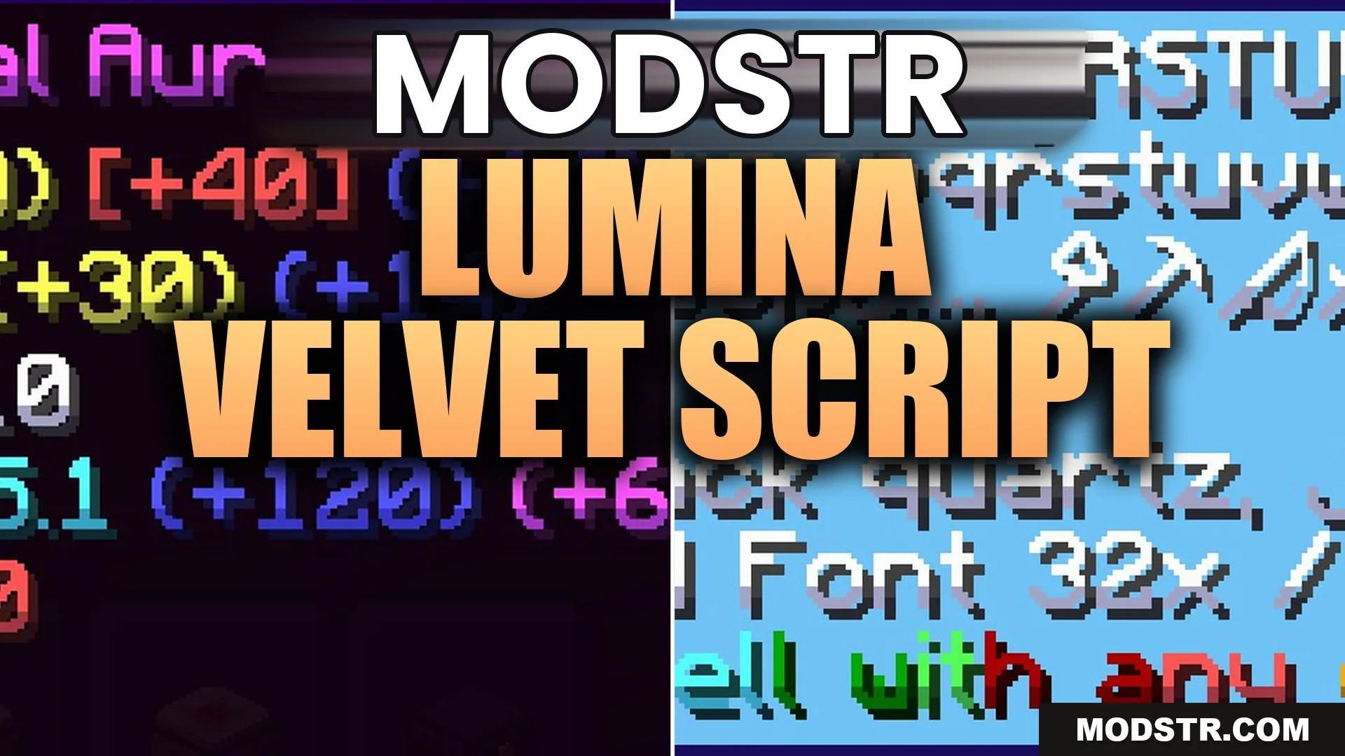 Lumina Velvet Script Resource Pack (26.2, 1.20.1) – Polished Gradient Letters cover art