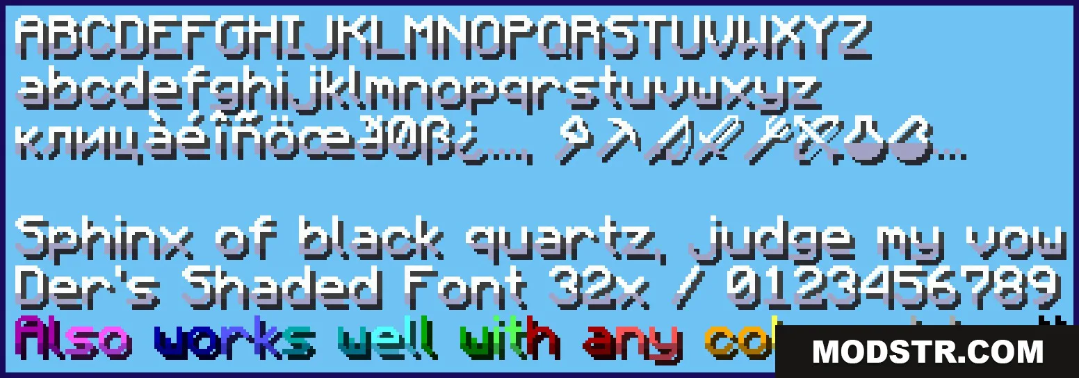 Lumina Velvet Script Resource Pack Screenshot 1 Lumina Velvet Script font preview showing various characters with smooth gradient shading