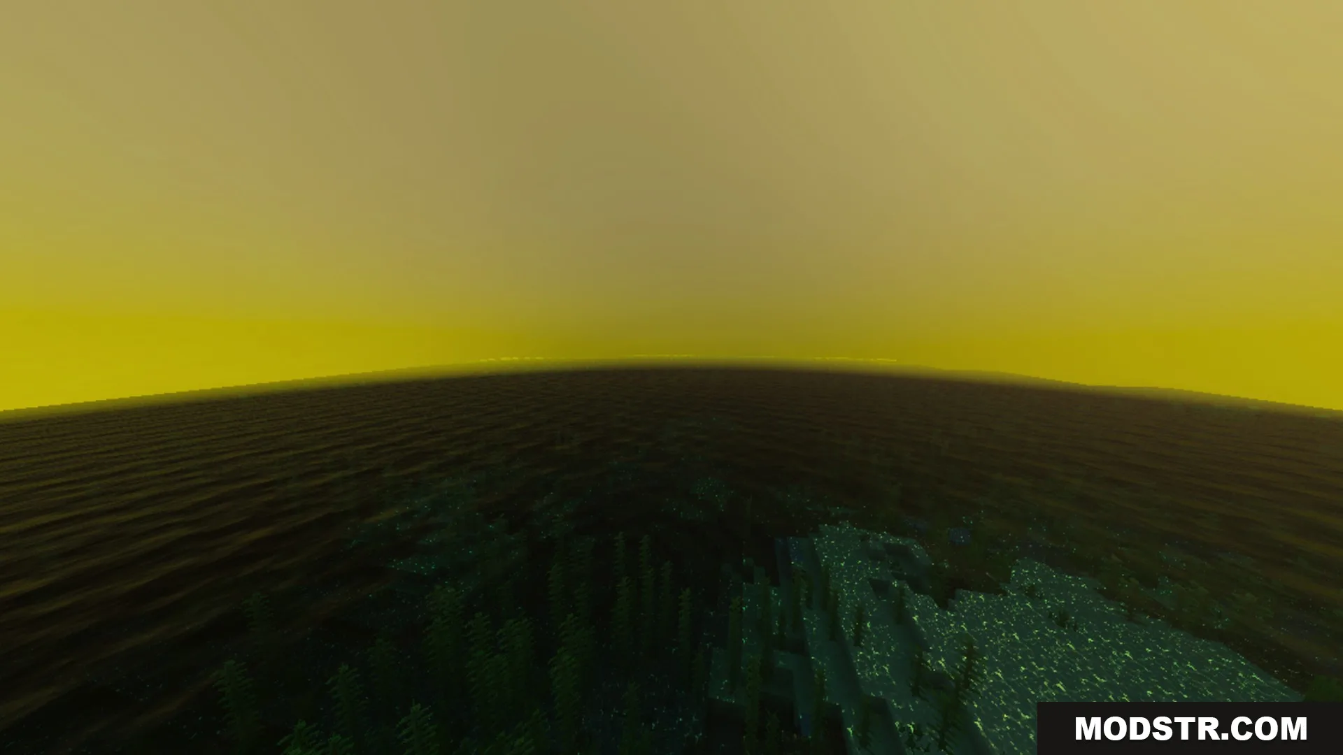 Luminous Vibrant Visual Shader Screenshot 3 A vast dark ocean under a hazy golden sky with cinematic lighting