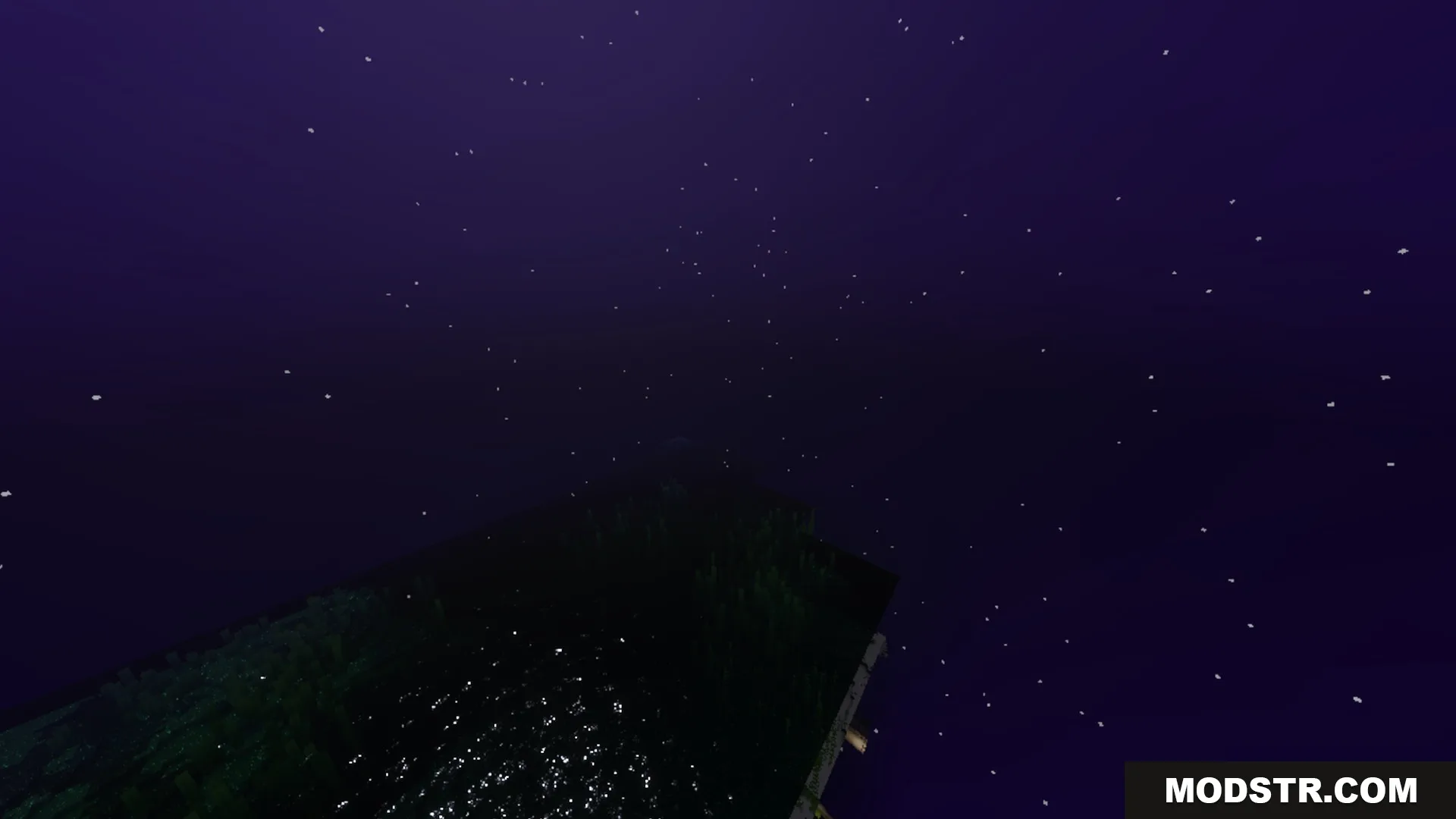 Luminous Vibrant Visual Shader Screenshot 2 Deep purple night sky with numerous stars shining over a dark landscape