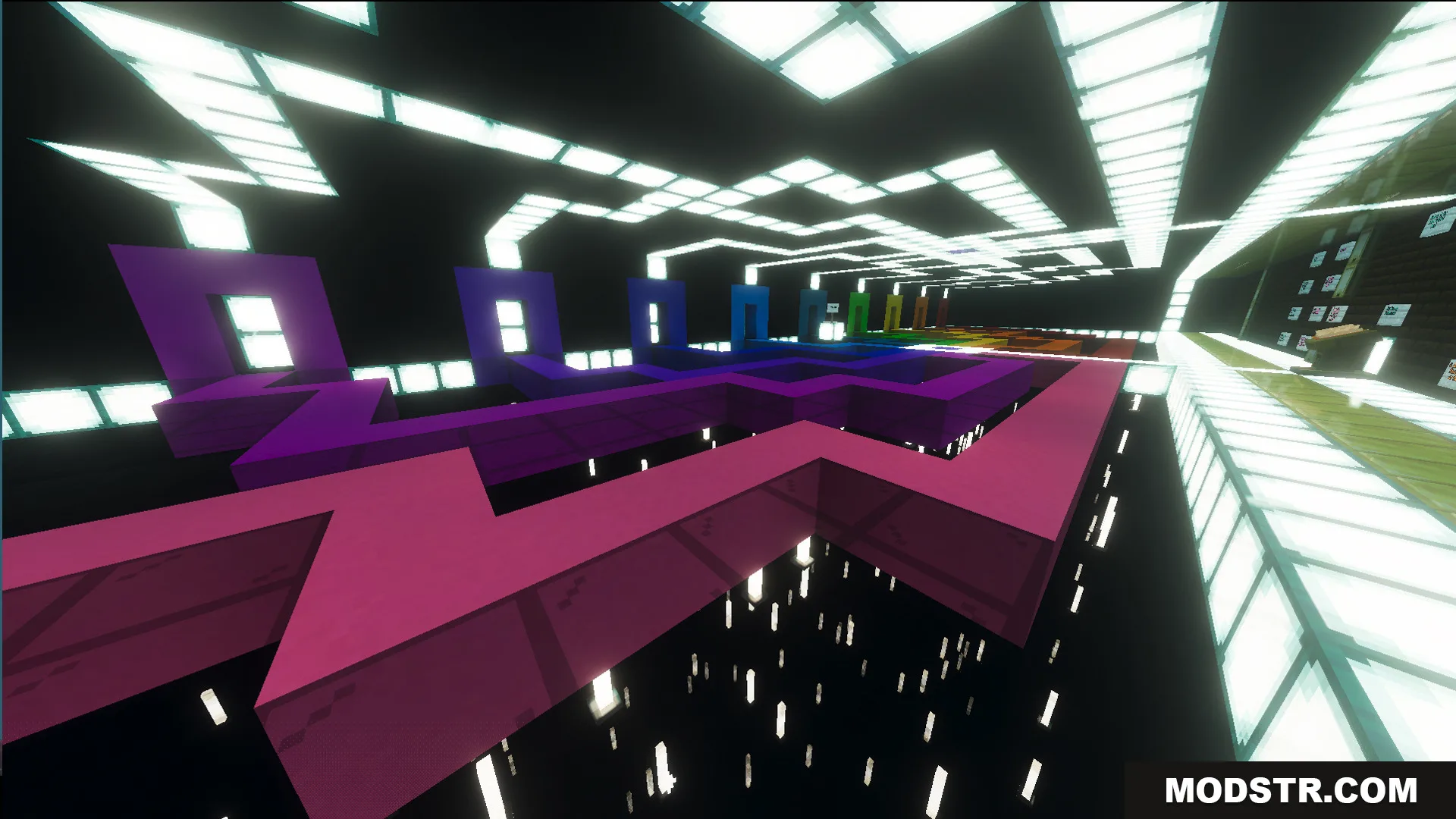 Lunar Festival Hunt Map Screenshot 9 Colorful glowing paths and neon lights in a dark scavenger hunt