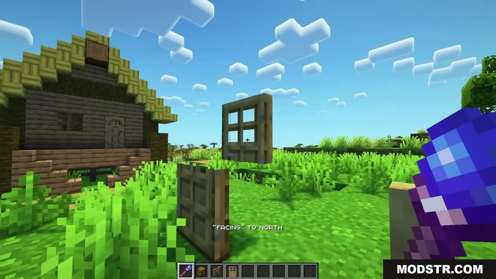Magical Debug Stick Resource Pack Screenshot 5 Player uses a magical debug stick to rotate a floating wooden door