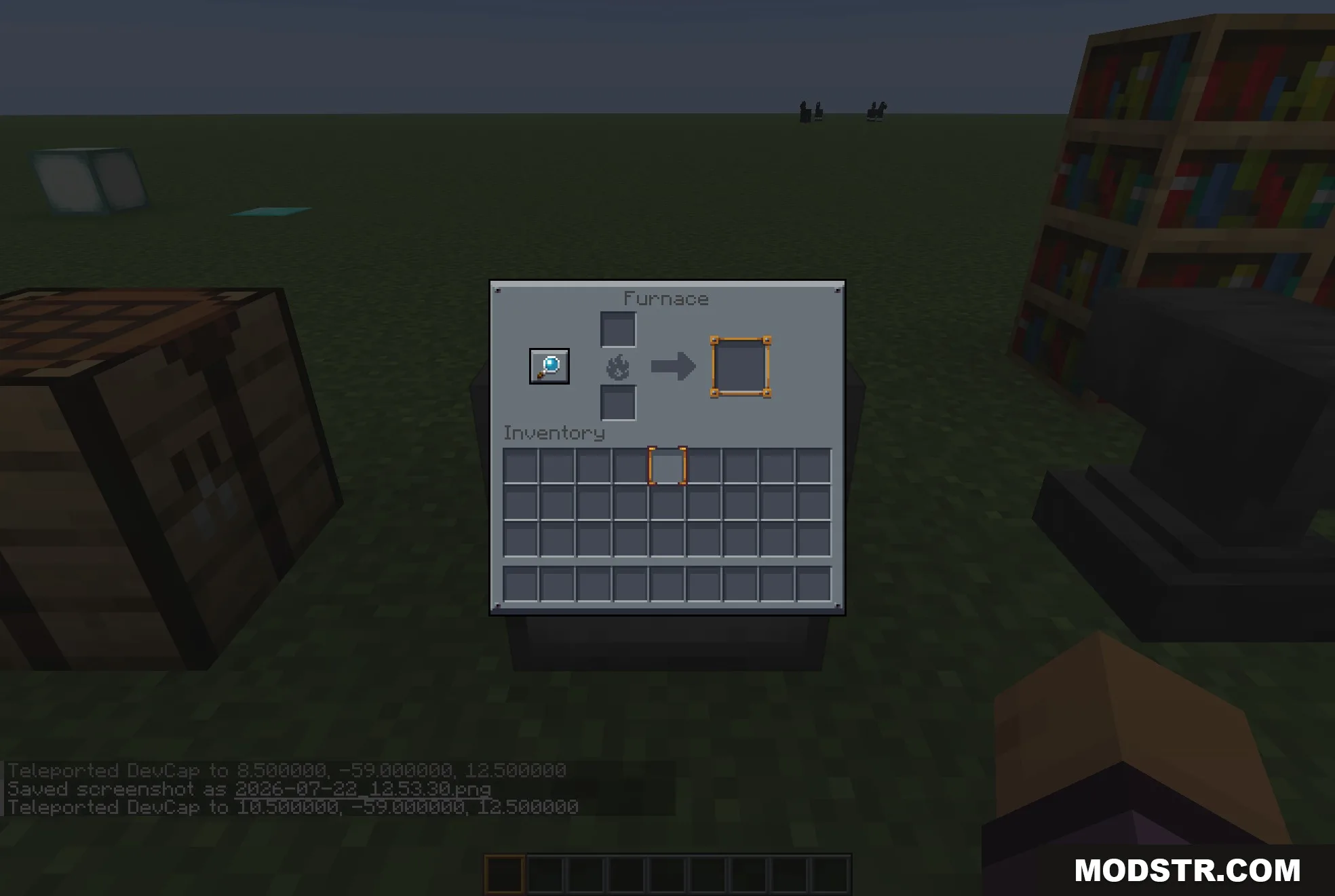 Mandala's GUI Dark Mode 9minecraft Resource Pack Screenshot 6 A dark mode furnace interface showing the smelting slots and player inventory