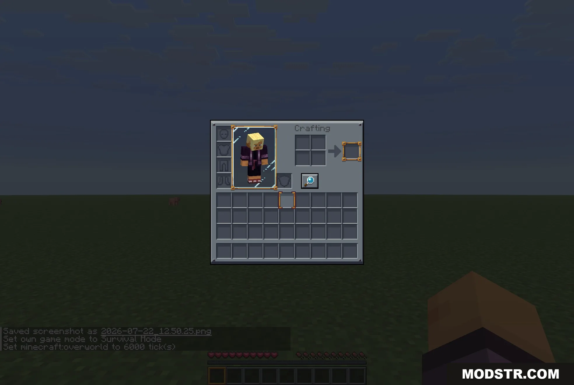Mandala's GUI Dark Mode 9minecraft Resource Pack Screenshot 3 A player opens their survival inventory showing a custom dark blue gray interface